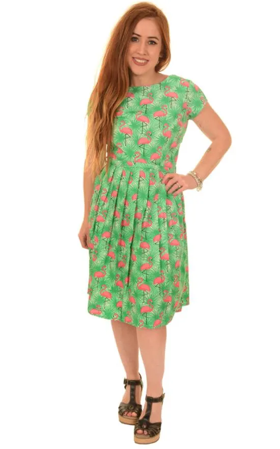 Tropical Burst Pink Flamingo Dress