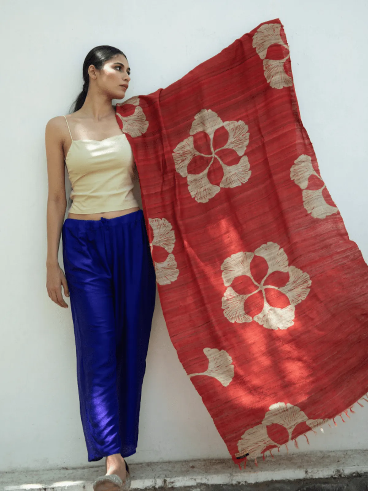 Tussar Silk Scarf Ava Red