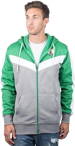 Ultra Game NBA Official Men’s Contrast Back Cut Full Zip Hoodie Sweatshirt - Unisex, Boston Celtics, Team Color|Boston Celtics