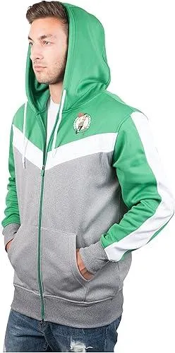 Ultra Game NBA Official Men’s Contrast Back Cut Full Zip Hoodie Sweatshirt - Unisex, Boston Celtics, Team Color|Boston Celtics