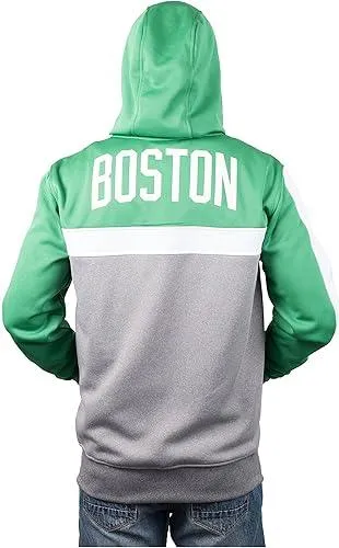 Ultra Game NBA Official Men’s Contrast Back Cut Full Zip Hoodie Sweatshirt - Unisex, Boston Celtics, Team Color|Boston Celtics