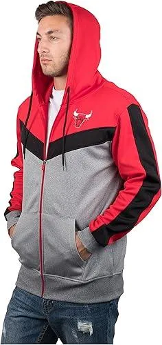 Ultra Game NBA Official Men’s Contrast Back Cut Full Zip Hoodie Sweatshirt - Unisex, Chicago Bulls, Team Color|Chicago Bulls