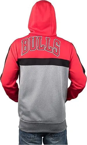 Ultra Game NBA Official Men’s Contrast Back Cut Full Zip Hoodie Sweatshirt - Unisex, Chicago Bulls, Team Color|Chicago Bulls