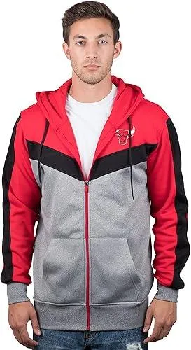 Ultra Game NBA Official Men’s Contrast Back Cut Full Zip Hoodie Sweatshirt - Unisex, Chicago Bulls, Team Color|Chicago Bulls