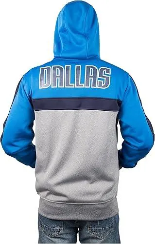 Ultra Game NBA Official Men’s Contrast Back Cut Full Zip Hoodie Sweatshirt - Unisex, Dallas Mavericks, Team Color|Dallas Mavericks