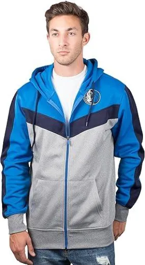 Ultra Game NBA Official Men’s Contrast Back Cut Full Zip Hoodie Sweatshirt - Unisex, Dallas Mavericks, Team Color|Dallas Mavericks