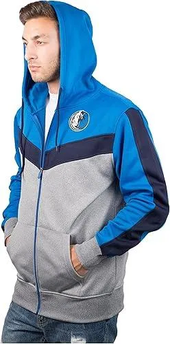 Ultra Game NBA Official Men’s Contrast Back Cut Full Zip Hoodie Sweatshirt - Unisex, Dallas Mavericks, Team Color|Dallas Mavericks