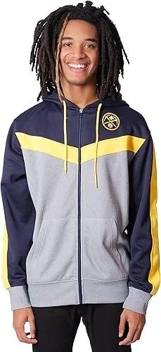 Ultra Game NBA Official Men’s Contrast Back Cut Full Zip Hoodie Sweatshirt - Unisex, Denver Nuggets, Team Color|Denver Nuggets