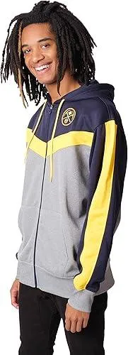 Ultra Game NBA Official Men’s Contrast Back Cut Full Zip Hoodie Sweatshirt - Unisex, Denver Nuggets, Team Color|Denver Nuggets