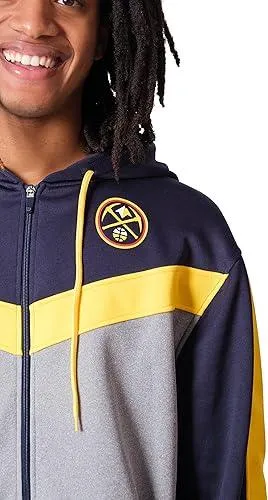 Ultra Game NBA Official Men’s Contrast Back Cut Full Zip Hoodie Sweatshirt - Unisex, Denver Nuggets, Team Color|Denver Nuggets