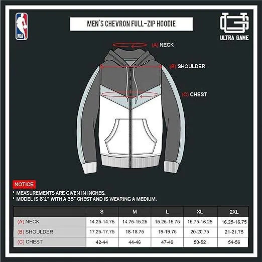 Ultra Game NBA Official Men’s Contrast Back Cut Full Zip Hoodie Sweatshirt - Unisex, Indiana Pacers, Team Color|Indiana Pacers