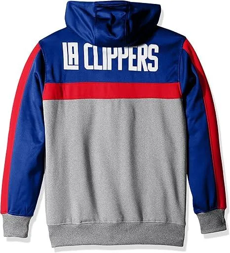 Ultra Game NBA Official Men’s Contrast Back Cut Full Zip Hoodie Sweatshirt - Unisex, Los Angeles Clippers, Team Color|Los Angeles Clippers