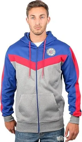 Ultra Game NBA Official Men’s Contrast Back Cut Full Zip Hoodie Sweatshirt - Unisex, Los Angeles Clippers, Team Color|Los Angeles Clippers