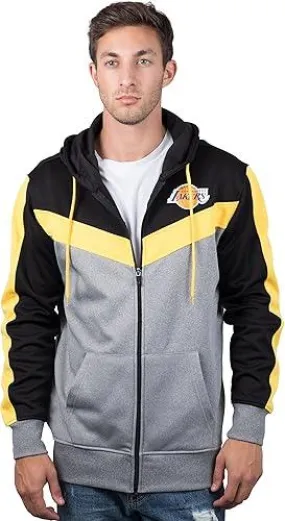 Ultra Game NBA Official Men’s Contrast Back Cut Full Zip Hoodie Sweatshirt - Unisex, Los Angeles Lakers, Team Color|Los Angeles Lakers