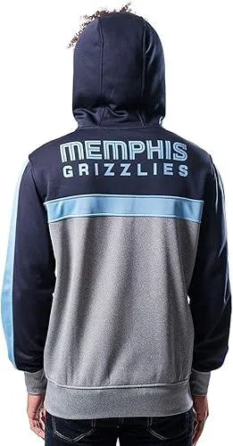 Ultra Game NBA Official Men’s Contrast Back Cut Full Zip Hoodie Sweatshirt - Unisex, Memphis Grizzlies, Team Color|Memphis Grizzlies