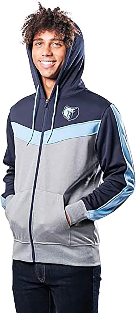 Ultra Game NBA Official Men’s Contrast Back Cut Full Zip Hoodie Sweatshirt - Unisex, Memphis Grizzlies, Team Color|Memphis Grizzlies