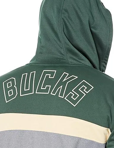 Ultra Game NBA Official Men’s Contrast Back Cut Full Zip Hoodie Sweatshirt - Unisex, Milwaukee Bucks, Team Color|Milwaukee Bucks