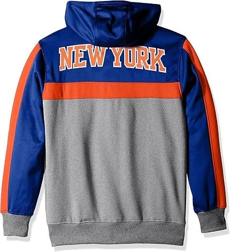 Ultra Game NBA Official Men’s Contrast Back Cut Full Zip Hoodie Sweatshirt - Unisex, New York Knicks, Team Color|New York Knicks