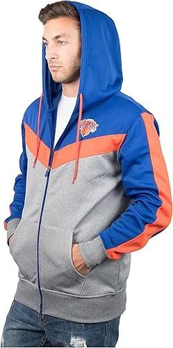 Ultra Game NBA Official Men’s Contrast Back Cut Full Zip Hoodie Sweatshirt - Unisex, New York Knicks, Team Color|New York Knicks