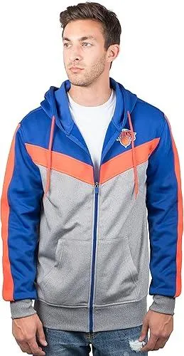 Ultra Game NBA Official Men’s Contrast Back Cut Full Zip Hoodie Sweatshirt - Unisex, New York Knicks, Team Color|New York Knicks