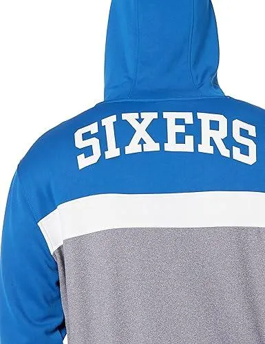 Ultra Game NBA Official Men’s Contrast Back Cut Full Zip Hoodie Sweatshirt - Unisex, Philadelphia 76ers, Team Color|Philadelphia 76ers