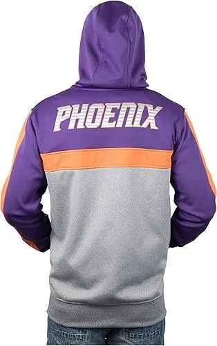 Ultra Game NBA Official Men’s Contrast Back Cut Full Zip Hoodie Sweatshirt - Unisex, Phoenix Suns, Team Color|Phoenix Suns