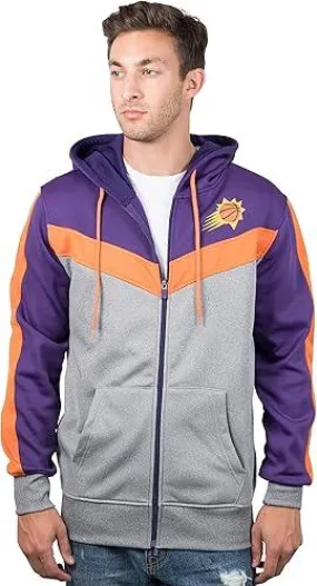 Ultra Game NBA Official Men’s Contrast Back Cut Full Zip Hoodie Sweatshirt - Unisex, Phoenix Suns, Team Color|Phoenix Suns