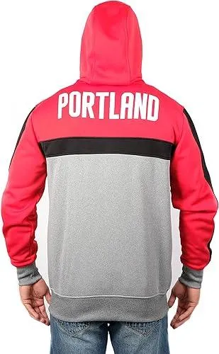 Ultra Game NBA Official Men’s Contrast Back Cut Full Zip Hoodie Sweatshirt - Unisex, Portland Trail Blazers, Team Color|Portland Trail Blazers