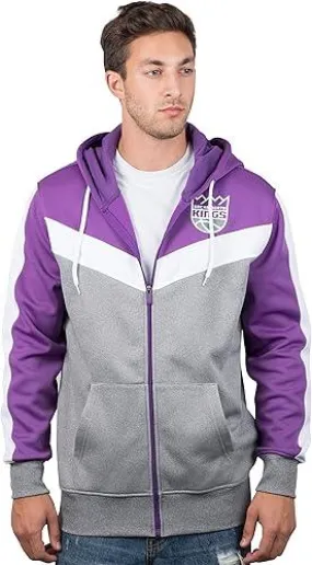 Ultra Game NBA Official Men’s Contrast Back Cut Full Zip Hoodie Sweatshirt - Unisex, Sacramento Kings, Team Color|Sacramento Kings