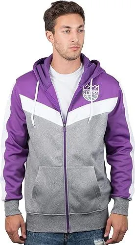 Ultra Game NBA Official Men’s Contrast Back Cut Full Zip Hoodie Sweatshirt - Unisex, Sacramento Kings, Team Color|Sacramento Kings