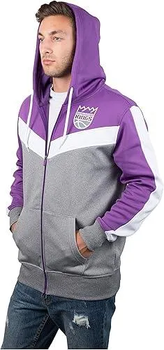 Ultra Game NBA Official Men’s Contrast Back Cut Full Zip Hoodie Sweatshirt - Unisex, Sacramento Kings, Team Color|Sacramento Kings