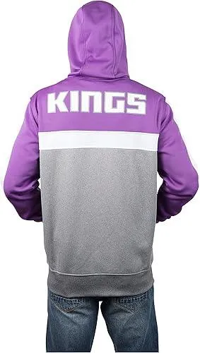 Ultra Game NBA Official Men’s Contrast Back Cut Full Zip Hoodie Sweatshirt - Unisex, Sacramento Kings, Team Color|Sacramento Kings