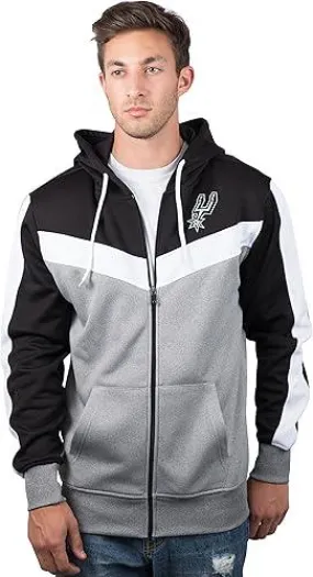 Ultra Game NBA Official Men’s Contrast Back Cut Full Zip Hoodie Sweatshirt - Unisex, San Antonio Spurs, Team Color|San Antonio Spurs