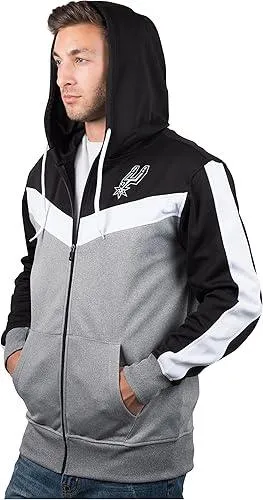 Ultra Game NBA Official Men’s Contrast Back Cut Full Zip Hoodie Sweatshirt - Unisex, San Antonio Spurs, Team Color|San Antonio Spurs