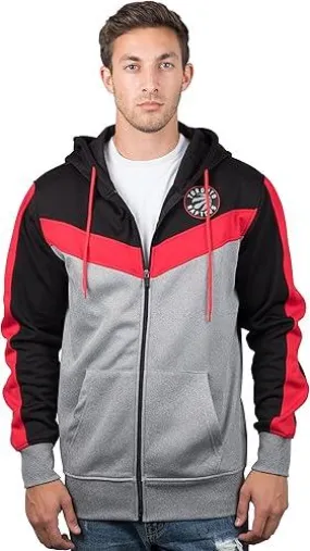 Ultra Game NBA Official Men’s Contrast Back Cut Full Zip Hoodie Sweatshirt - Unisex, Toronto Raptors, Team Color|Toronto Raptors