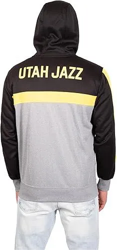 Ultra Game NBA Official Men’s Contrast Back Cut Full Zip Hoodie Sweatshirt - Unisex, Utah Jazz, Team Color|Utah Jazz