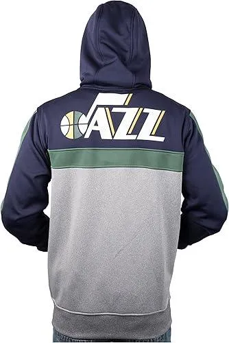 Ultra Game NBA Official Men’s Contrast Back Cut Full Zip Hoodie Sweatshirt - Unisex, Utah Jazz, Team Color|Utah Jazz