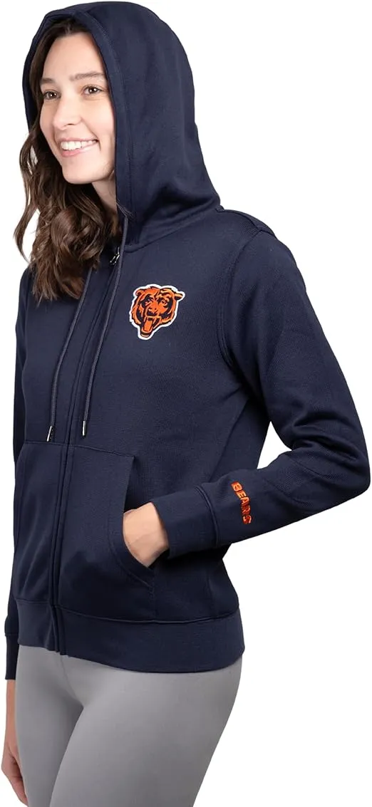 Ultra Game NFL Chicago Bears Official Women's Full Zip Marl Knit Hoodie Sweatshirt Jacket|Chicago Bears