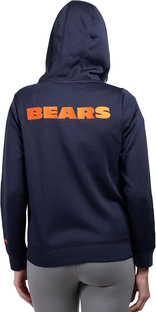 Ultra Game NFL Chicago Bears Official Women's Full Zip Marl Knit Hoodie Sweatshirt Jacket|Chicago Bears