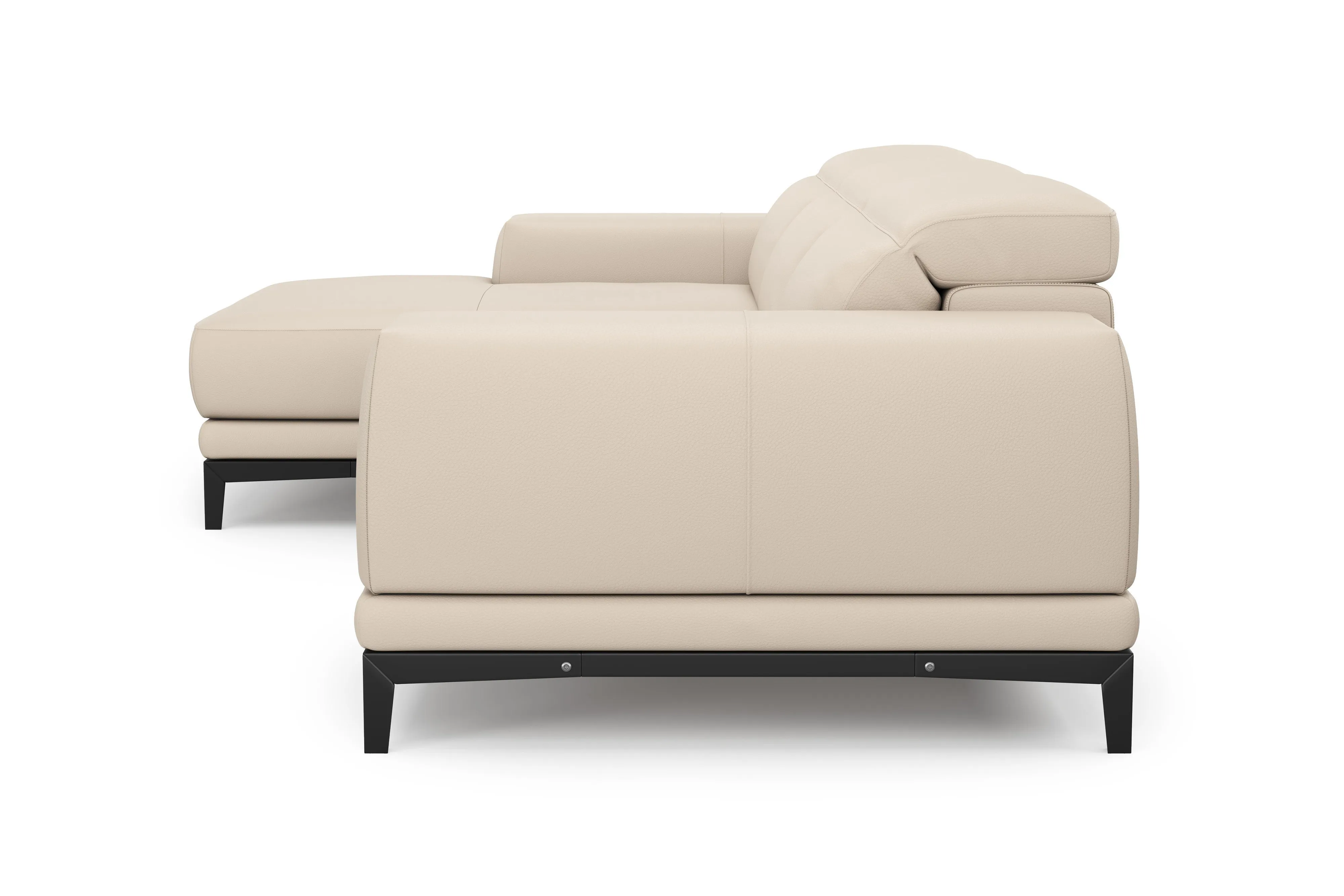 Valencia Valletta Top Grain Leather Three Seats with Left Chaise Sofa, Beige