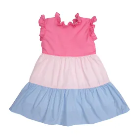 Valeria Mom Pink Blue Tiered Dres