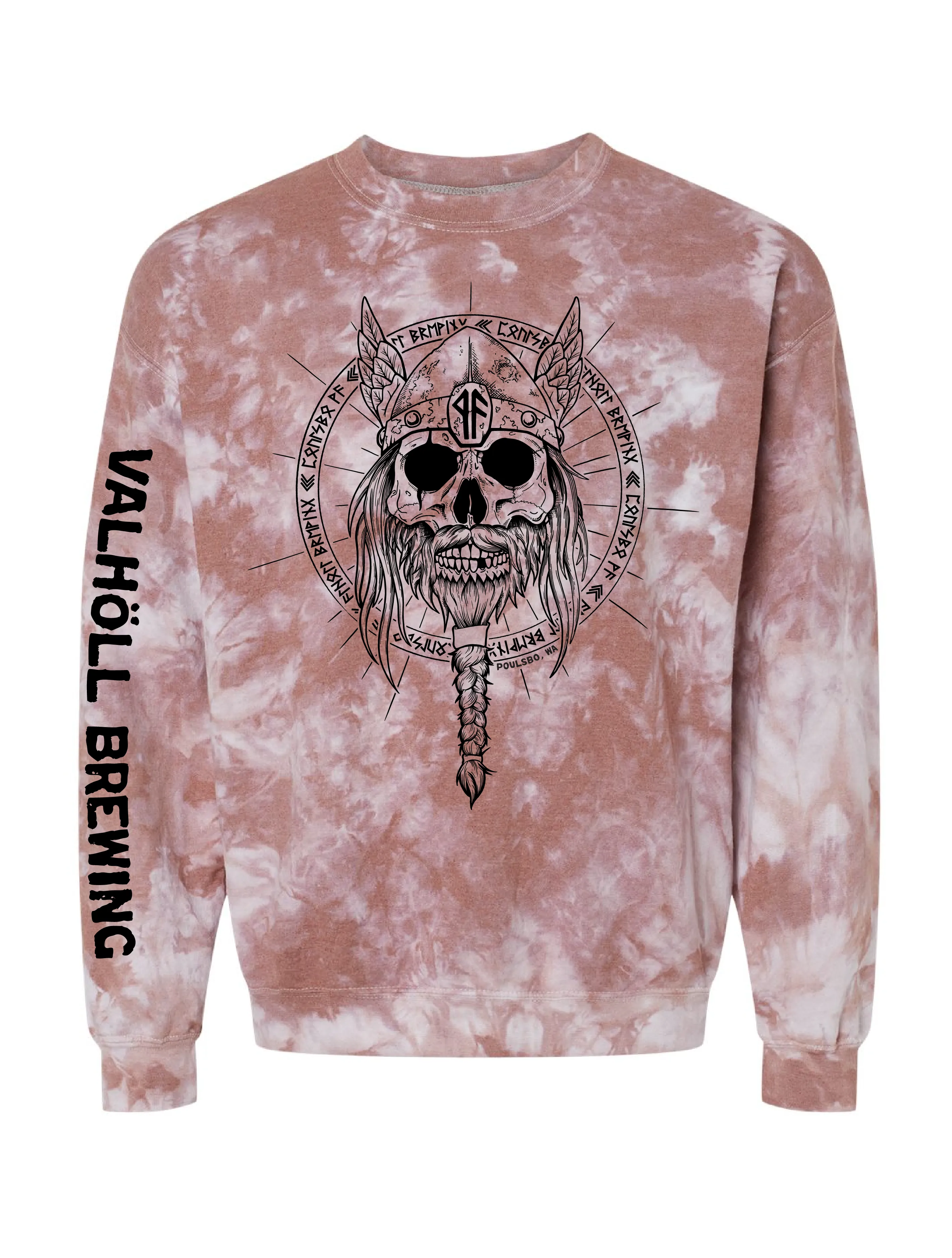 Valhöll Brewing Skullface · Tie-Dye Pullover Crewneck Sweatshirt