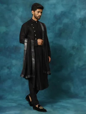 Vastramay Black Pleated Kurta Set