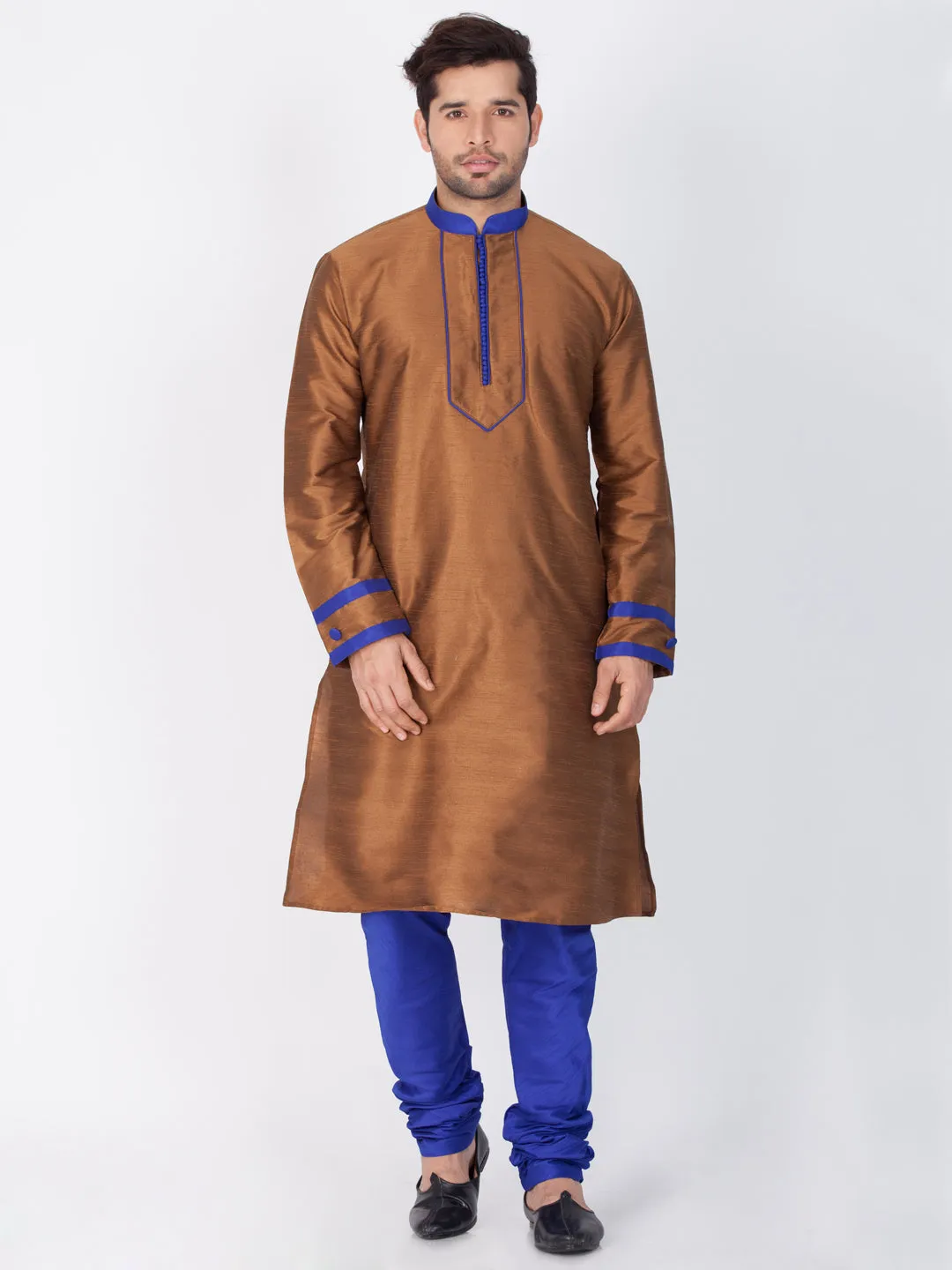 VASTRAMAY Brown Silk Blend Kurta Set