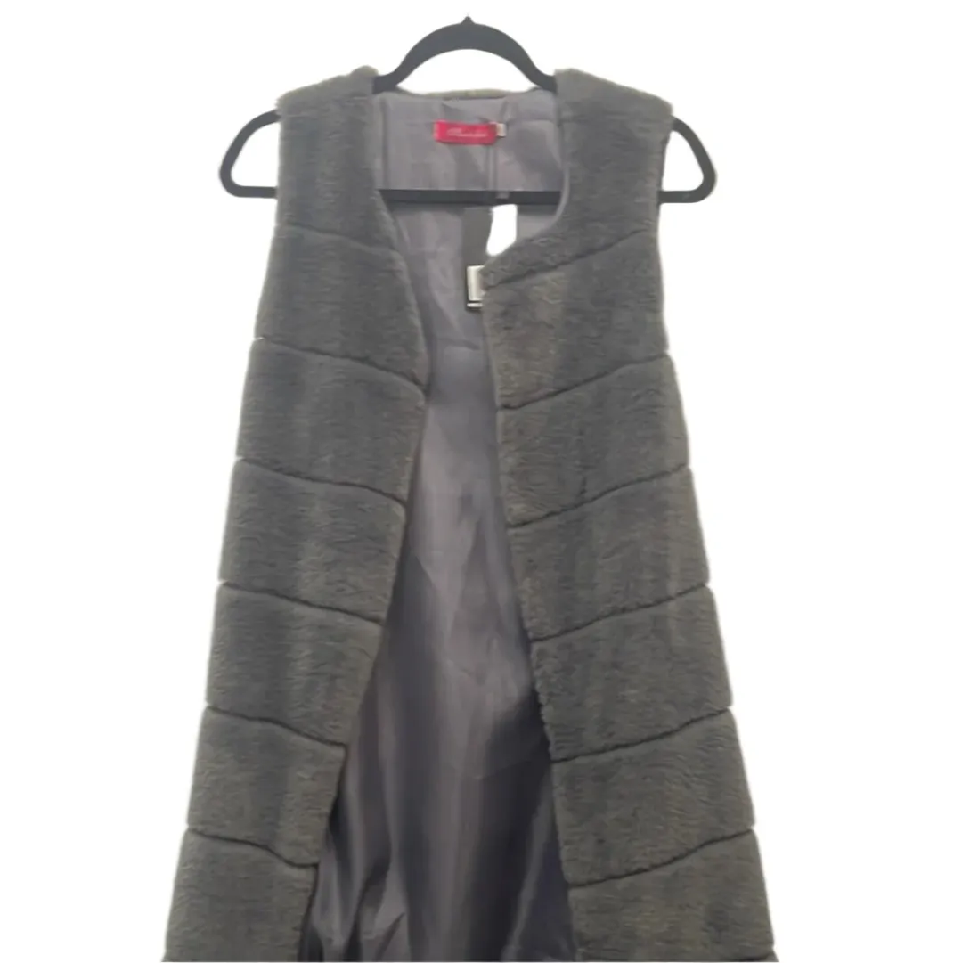 Vest Faux Fur Grey Women