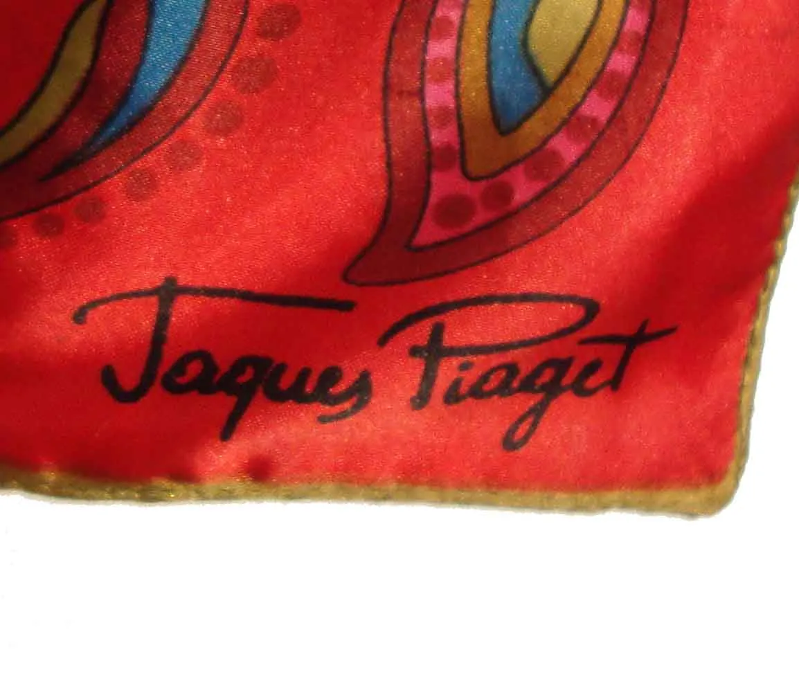 Vintage Jaques Piaget Scarf Red Floral Satin