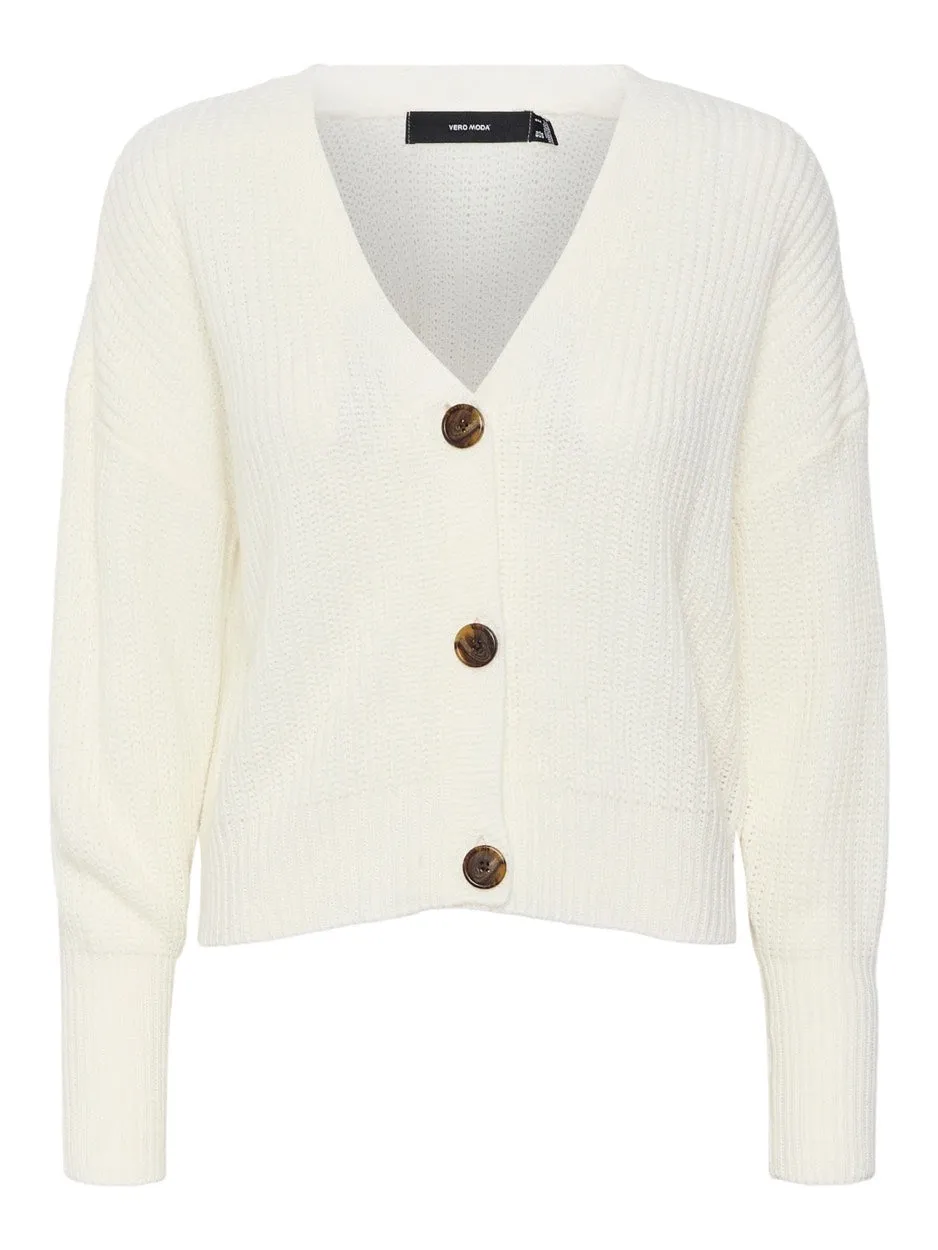 Vmlea Ls V-neck Cuff Cardigan Noos - Off-white