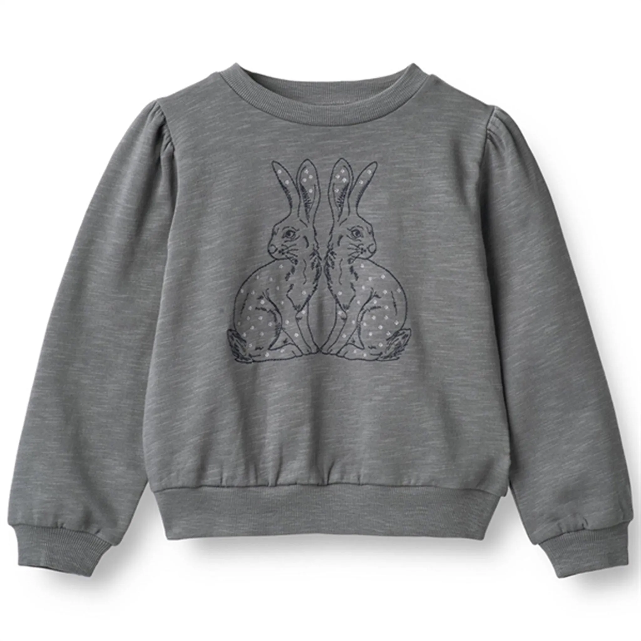 Wheat Autumn Sky Rabbitfriends Embroidery Sweatshirt