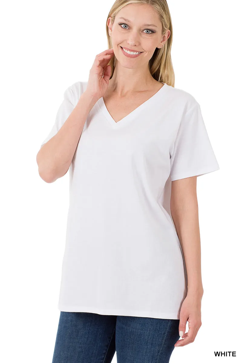 White Better Than Basic Boyfriend Tee V-Neck