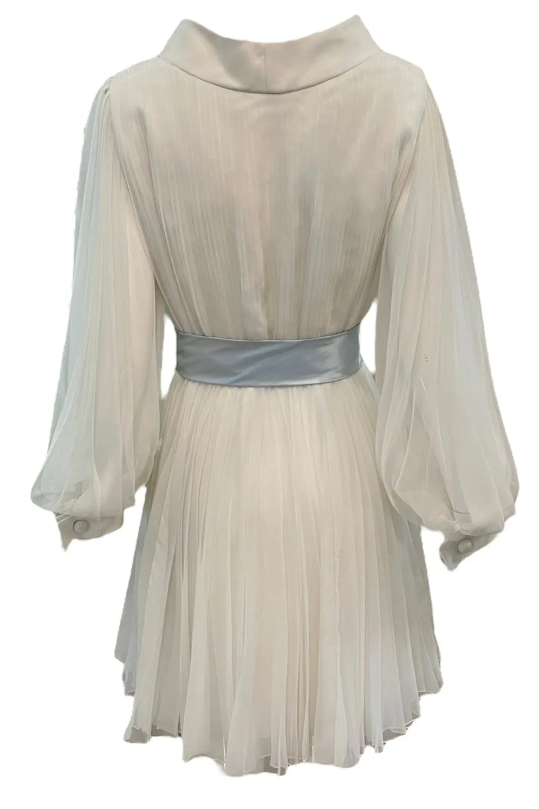 William Travilla 60s White Poly Chiffon Pleated Party Dress